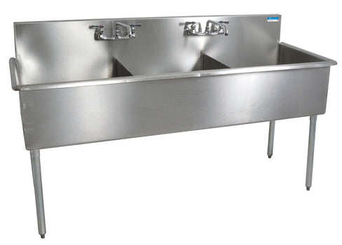 BK Resources BK8BS-3-24-12 
Stainless Steel 3 Compartment Budget Sink, Rolled Edges 24X24X12D