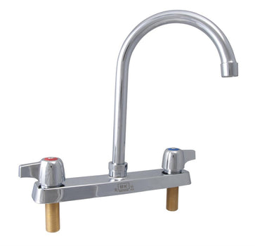 BK Resources BK8D-3G-G Workforce Standard Duty Faucet, 3" Gooseneck Spout, 8" O.C. Deck Mount