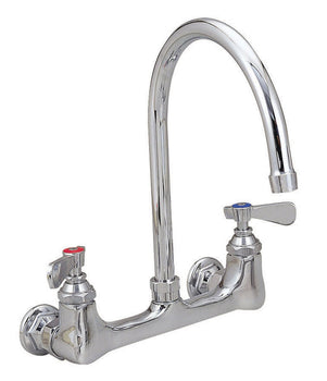 BK Resources BKF-3G-G Optiflow Heavy Duty Faucet, 3.5"Gooseneck Spout, 8" O.C. Splash Mount