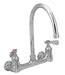 BK Resources BKF-3G-G Optiflow Heavy Duty Faucet, 3.5"Gooseneck Spout, 8" O.C. Splash Mount