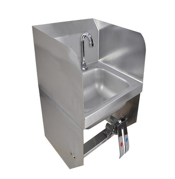 BK Resources BKHS-D-SS-1-SS-BKKPG Space Saver Deck Mount Hand Sink w/ Sidesplashes Faucet & Knee Valve