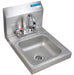 BK Resources BKHS-D-SS-P-G Space Saver Stainless Steel Hand Sink w/ Faucet, 2 Holes 9"x9" Bowl