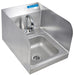 BK Resources BKHS-D-SS-SS-P-G Space Saver Hand Sink, W/Side Splashes & Faucet, 2 Holes 9"W x 9"