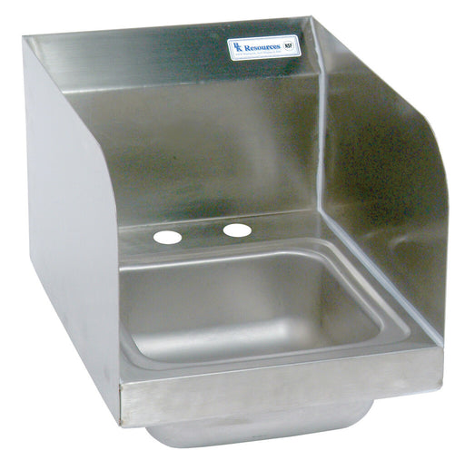 BK Resources BKHS-D-SS-SS Space Saver Stainless Steel Hand Sink, Side Splashes 2 Holes 9"x9" Bowl