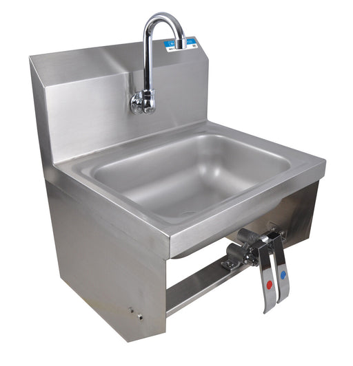 BK Resources BKHS-W-1410-1-BKKPG Stainless Steel Hand Sink w/Knee Valve Bracket, Faucet 1 Hole