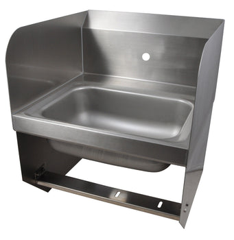 BK Resources BKHS-W-1410-1-SS-BKK Hand Sink With Side Splash & Knee Valve Brackets, 1 Hole 14”x10”x5”