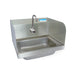 BK Resources BKHS-W-1410-1-SS-P-G Stainless Steel Hand Sink w/Side Splashes, Sensor Faucet, 1 Hole