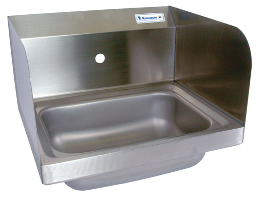 BK Resources BKHS-W-1410-1-SS Stainless Steel Hand Sink w/Side Splashes 1-7/8"DR, 1 Hole 14”x10”x5”