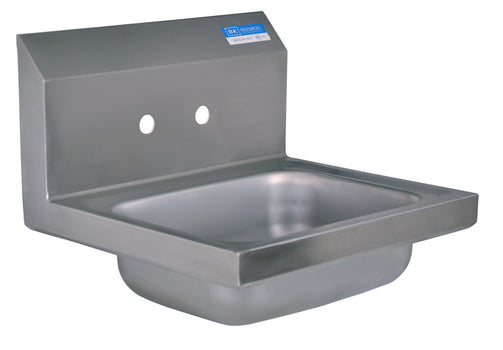 BK Resources BKHS-W-1410-4D Stainless Steel Hand Sink 2 Holes, 3-1/2" Drain 14”x10”x5”