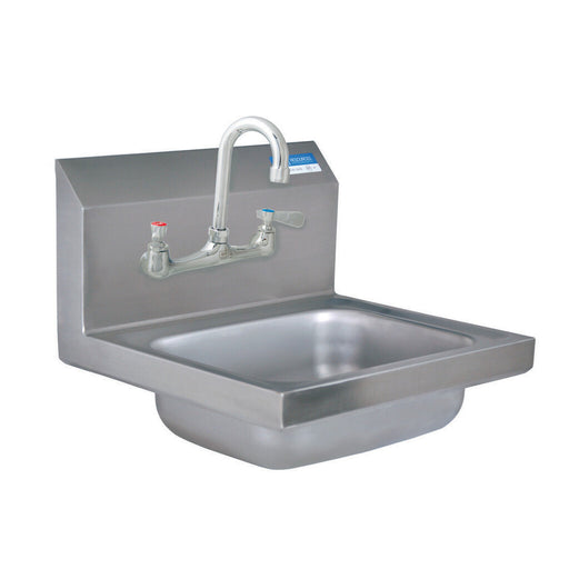 BK Resources BKHS-W-1410-8-P-G Stainless Steel Hand Sink w/ Faucet, 2 Holes, 8" OC, 14”x10”x5”