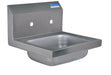 BK Resources BKHS-W-1410-8 Stainless Steel Hand Sink, 2 Holes, 1-7/8" Drain 8" OC, 14”x10”x5”