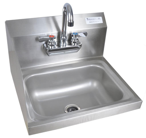BK Resources BKHS-W-1410-LS-P-G Stainless Steel Hand Sink w/Left Side Splash, Faucet 1-7/8"DR 2Holes