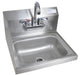 BK Resources BKHS-W-1410-LS-P-G Stainless Steel Hand Sink w/Left Side Splash, Faucet 1-7/8"DR 2Holes