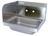 BK Resources BKHS-W-1410-LS Stainless Steel Hand Sink w/ Left Side Splash 1-7/8" DR 2 Holes