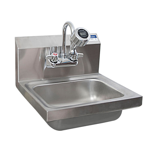 BK Resources BKHS-W-1410-STPG Wall Hung Stainless Steel Hand Sink w/ Sanitimer  1-7/8" Drain 