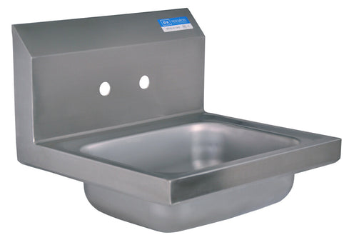 BK Resources BKHS-W-1410 Stainless Steel Hand Sink, 2 Holes, 1-7/8" Drain, 14”x10”x5”