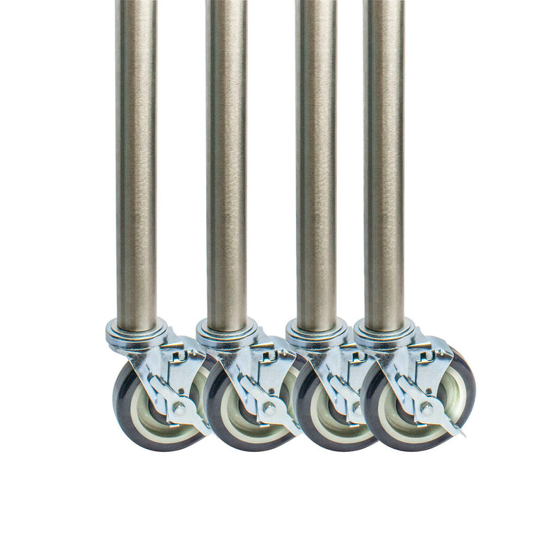 BK ResourcesBKLC-S-34-PS4 Stainless Steel Leg with Casters 16 Gauge T-304 Kit - Qty 4