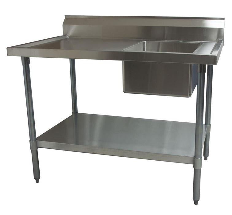BK Resources BKMPT-3048S-R Stainless Steel Prep Table with Marine Edge 48" x 30" with Sink Right Side