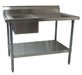 BK Resources BKMPT-3060G-L Stainless Steel Prep Table with Sink Left Side 6" Backsplash 60" W x 30" D