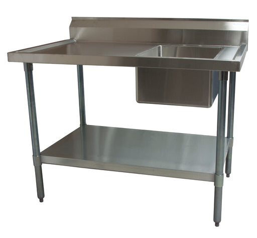 BK Resources BKMPT-3060G-R Stainless Steel Prep Table with Sink Right Side 6" Backsplash 60" W x 30" D