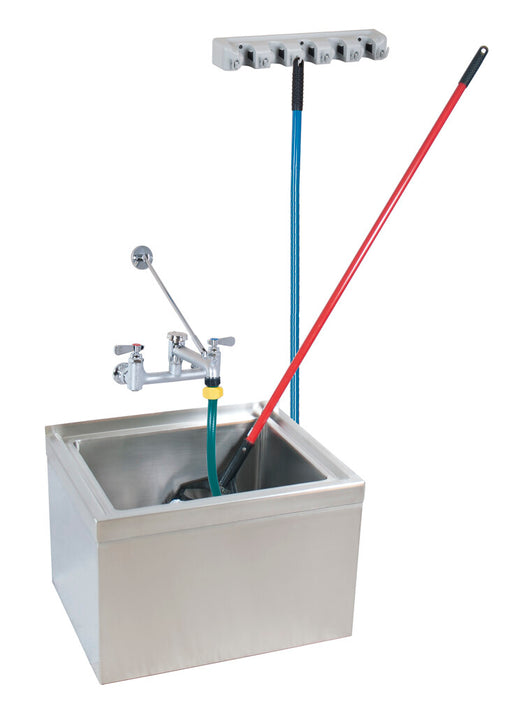 BK Resources BKMS-1620-6-KIT Stainless Steel Mop Sink Kit with Floor Mount 16X20X6D