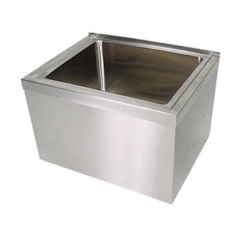 BK Resources BKMS-2424-12 Stainless Steel Mop Sink W/Floor Mount, Includes Basket Drain 24X24X12