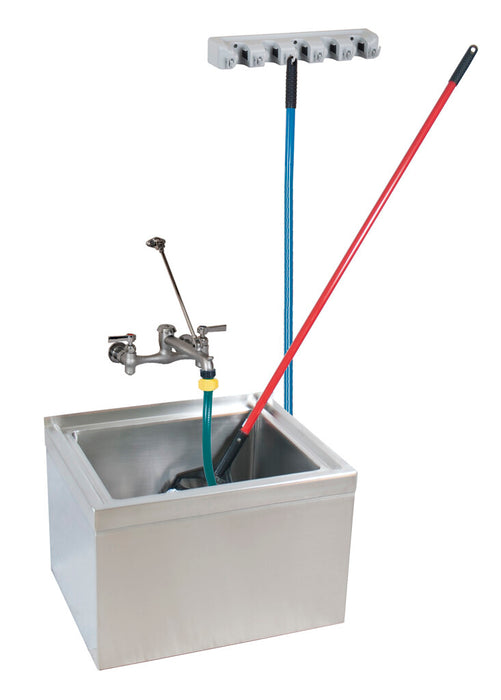 BK Resources BKMS2-1620-12-KIT Stainless Steel Mop Sink Kit with Floor Mount DIM 16X20X12D