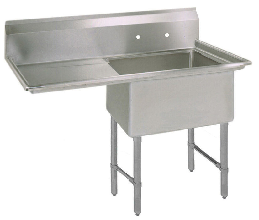 BK Resources BKS-1-18-12-18LS Stainless Steel 1  Compartment Sink w/ 18" Left Drainboard 18X18X12D Bowl