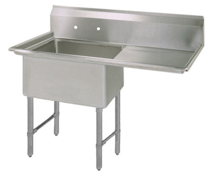 BK Resources BKS-1-18-12-18RS Stainless Steel 1  Compartment Sink w/ 18" Right Drainboard 18X18X12D Bowl