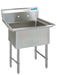 BK Resources BKS-1-18-12S Stainless Steel 1 Compartment Sink Stainless Legs & Bracing w/ 18X18X12D Bowl