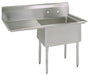 BK Resources BKS-1-1824-14-24L Stainless Steel 1  Compartment Sink w/ 24" Left Drainboard 18X24X14D