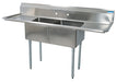 BK Resources BKS-2-1620-12-18T Stainless Steel 2 Compartment Sink w/ & Dual 18" Drainboards 16X20X12D Bowls