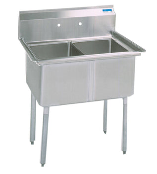BK Resources BKS-2-1620-12 Stainless Steel 2 Compartment Sink w/ 16X20X12D Bowls