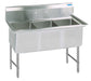 BK Resources BKS-3-15-14S Stainless Steel 3 Compartment Sink Stainless Legs & Bracing w/ 15X15X14D Bowls