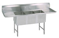 BK Resources BKS-3-1620-12-18TS Stainless Steel 3 Compartment Sink w/ Dual 18" Drainboards 16X20X12D Bowls