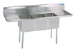 BK Resources BKS-3-1824-14-24T Stainless Steel 3 Compartment Sink w/ & Dual 24" Drainboards 18X24X14D Bowls