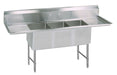 BK Resources BKS-3-20-14-24TS Stainless Steel 3 Compartment Sink w/ Dual 24" Drainboards 20X20X14D Bowls
