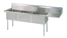 BK Resources BKS-3-24-14-24R Stainless Steel 3 Compartment Sink w/ 24" Right Drainboard 24X24X14D Bowls