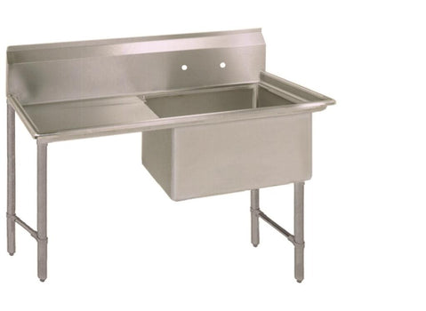 BK Resources BKS6-1-1620-14-18LS Stainless Steel 1 Compartment Sink 10" Riser Left Drainboard 16X20X14D Bowls
