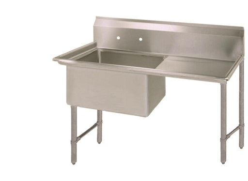 BK Resources BKS6-1-1620-14-18RS Stainless Steel 1 Compartment Sink 10" Riser Right Drainboard 16X20X14D Bowls