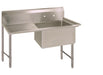 BK Resources BKS6-1-24-14-24LS Stainless Steel 1 Compartment Sink 10" Riser Left Drainboard 24X24X14D Bowls