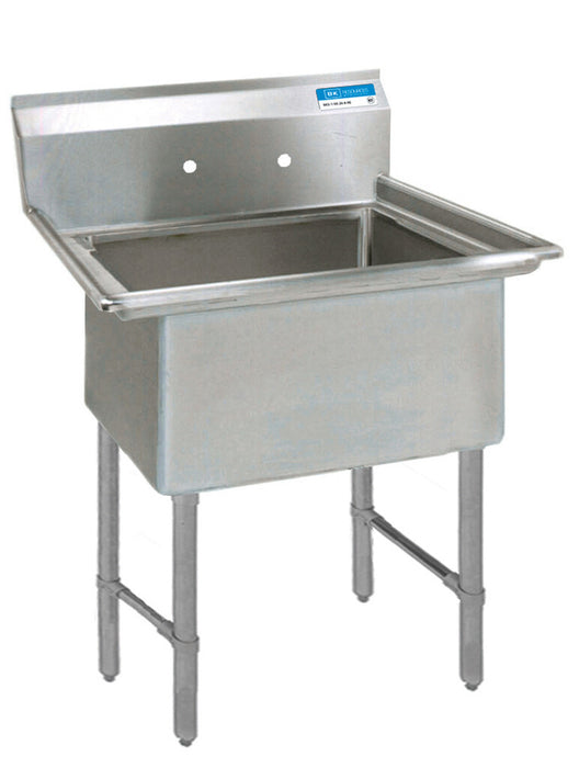 BK Resources BKS6-1-24-14S Stainless Steel 1 Compartment Sink, 10" Riser 24X24X14D Bowls