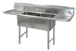 BK Resources BKS6-2-24-14-24TS Stainless Steel 2 Compartment Sink 10" Riser & Drainboards 24X24X14D Bowls