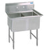 BK Resources BKS6-2-24-14S Stainless Steel 2 Compartment Sink, 10" Riser 24X24X14D Bowls