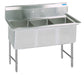 BK Resources BKS6-3-1620-14S Stainless Steel 3 Compartment Sink, 10" Riser 16X20X14D Bowls