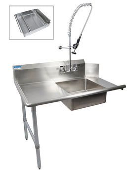 BK Resources BKSDT-60-L-SS-P3-G 60" Left Side Soiled Dish Table Pre-Rinse Bundle Stainless Steel