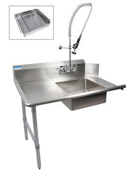 BK Resources BKSDT-72-L-SS-P3-G 72" Left Side Soiled Dish Table Pre-Rinse Bundle Stainless Steel