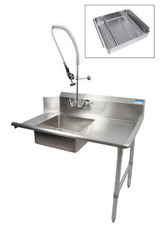 BK Resources BKSDT-72-R-SS-P3-G 72" Right Side Soiled Dish Table Pre-Rinse Bundle Stainless Steel