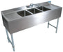 BK Resources BKUBW-384TS Stainless Steel 3 Comp Slim-Line UnderBar Sink 84"OAL 10X14X10D