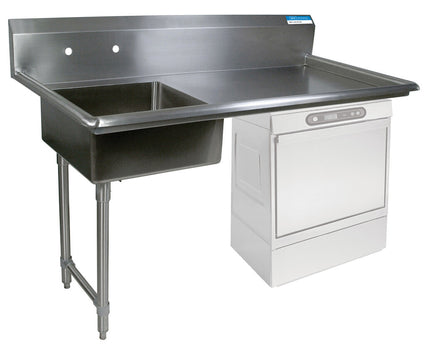 BK Resources BKUCDT-50-L-SS 50" Left Side Undercounter Stainless Steel Dish Table Kit